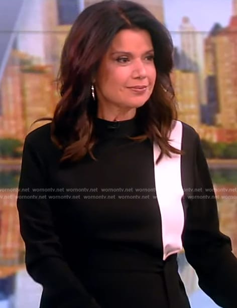 Ana’s black contrast stripe dress on The View