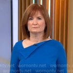 Anna Werner’s blue folded neckline dress on CBS Mornings