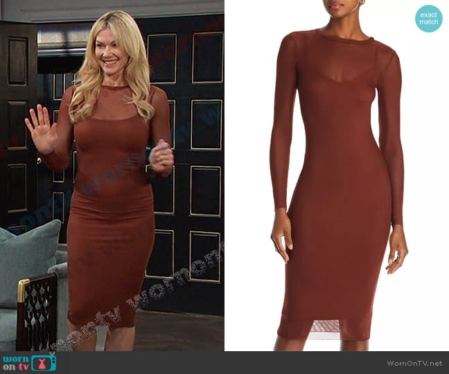 Aqua Mesh Bodycon Midi Dress worn by Kristen DiMera (Stacy Haiduk) on Days of our Lives