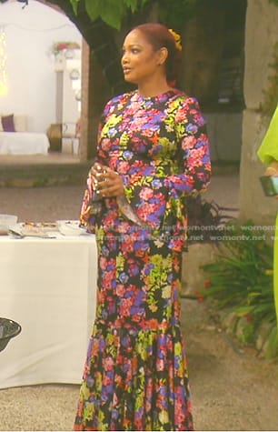 Garcelle's floral print maxi dress on The Real Housewives of Beverly Hills