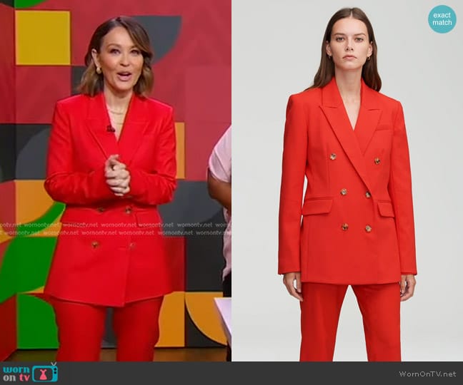 WornOnTV: Eva’s red blazer and pant suit on Good Morning America | Eva ...