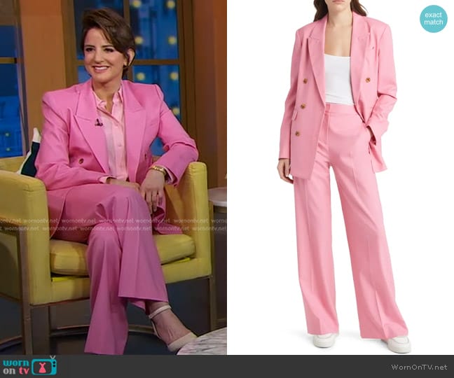 Argent Double Breasted Stretch Wool Blazer and Trousers worn by Rachel Simmons on Good Morning America