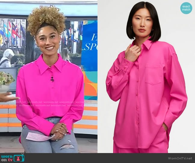 Argent Oversized Shirt in Bright Pink worn by Ally Love on Today