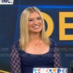 Ashley Bellman’s navy lace sleeve dress on CBS Mornings