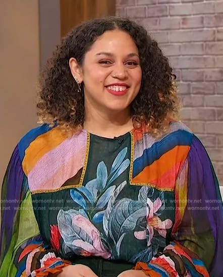 Ashley Houston's printed blouse on Sherri