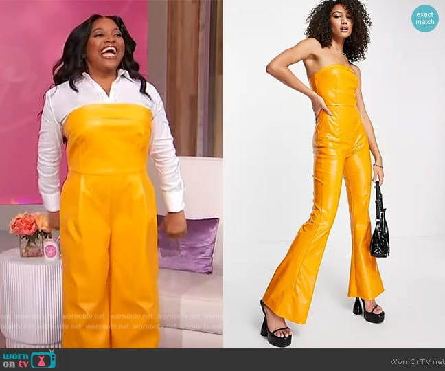 WornOnTV: Sherri’s yellow leather strapless jumpsuit on Sherri | Sherri ...