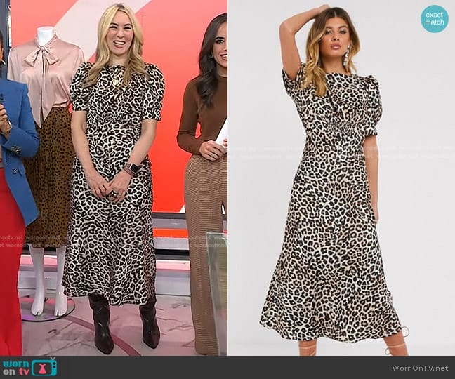 Asos Edition Leopard Print Midi Tea Dress worn by Chassie Post on Today