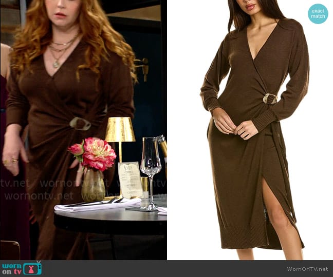 Mariah’s brown knit wrap dress on The Young and the Restless