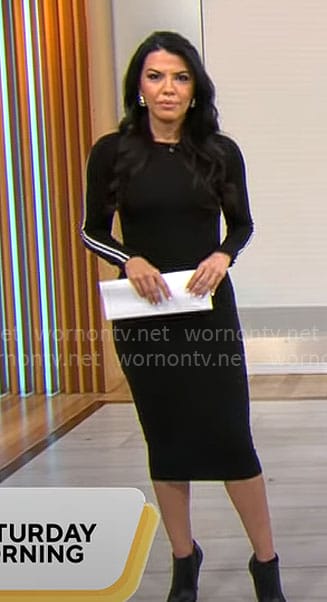 Astrid Martinez’s black dress with side stripes on CBS Mornings