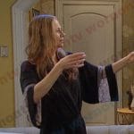 Ava’s black mesh inset robe on Days of our Lives