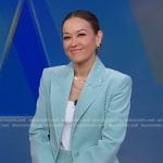 Eva’s mint velvet suit on Good Morning America