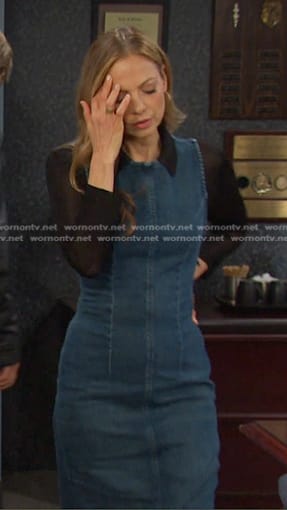 Ava’s fitted denim dress on Days of our Lives