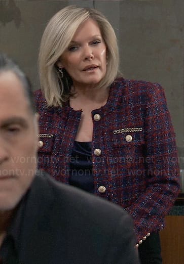 Ava’s tweed jacket with chain trims on General Hospital