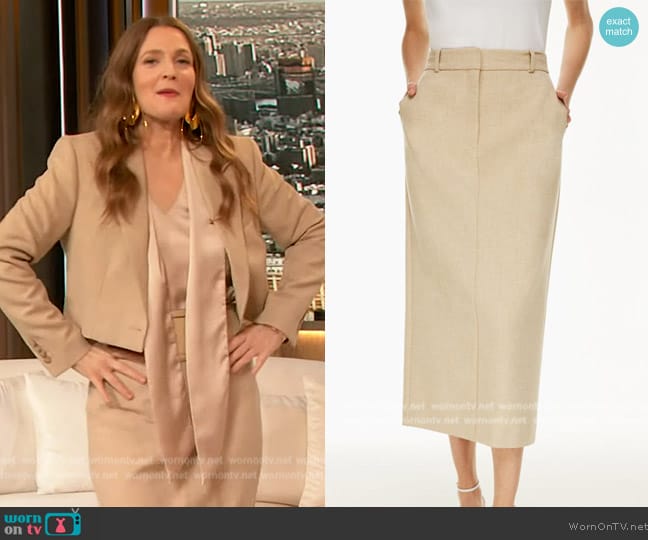 Babaton Chisel Maxi Skirt worn by Drew Barrymore on The Drew Barrymore Show