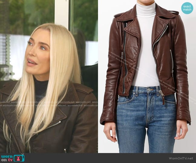 Balenciaga Leather Biker Jacket worn by Erika Jayne on The Real Housewives of Beverly Hills