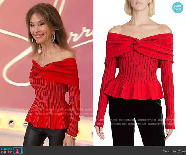 Balmain Knit Off-The-Shoulder Top worn by Susan Lucci on Sherri