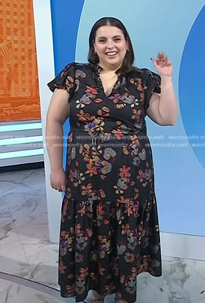 Beanie Feldstein’s black floral dress on Today