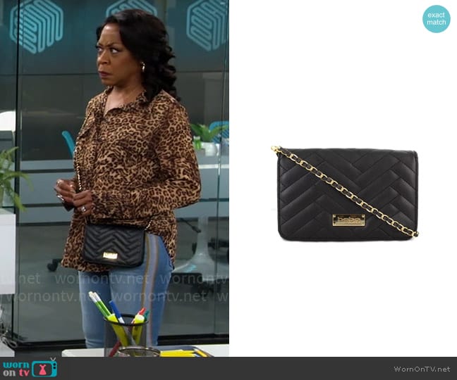 Bebe Sophia Small Crossbody Bag worn by Tina Butler (Tichina Arnold) on The Neighborhood