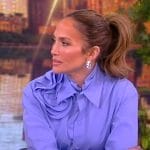 Jennifer Lopez’s blue floral applique blouse on The View