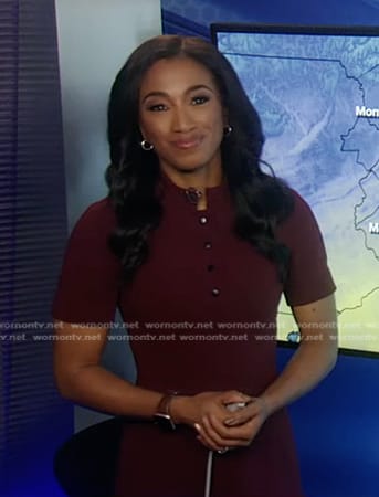 Brittany's burgundy band collar dress on Good Morning America