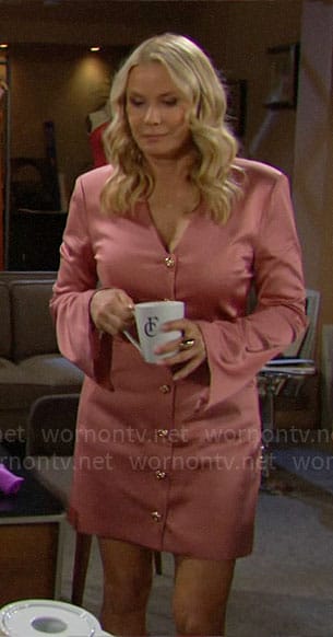 Brooke's pink button front dress on The Bold and the Beautiful