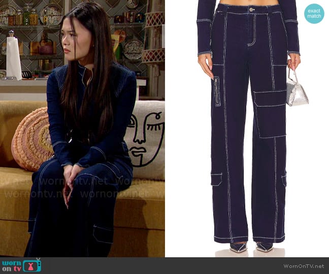 BY.DLN Cole Pants worn by Luna (Lisa Yamada) on The Bold and the Beautiful