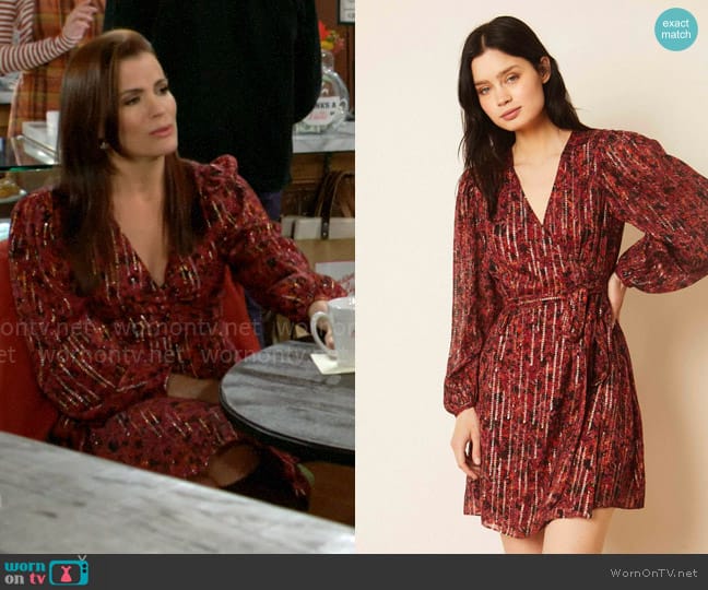 Caballero Sofia Dress in Merlot Moonbeam worn by Chelsea Lawson (Melissa Claire Egan) on The Young and the Restless