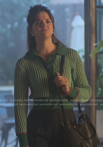 Callie's green knit cardigan on Good Trouble