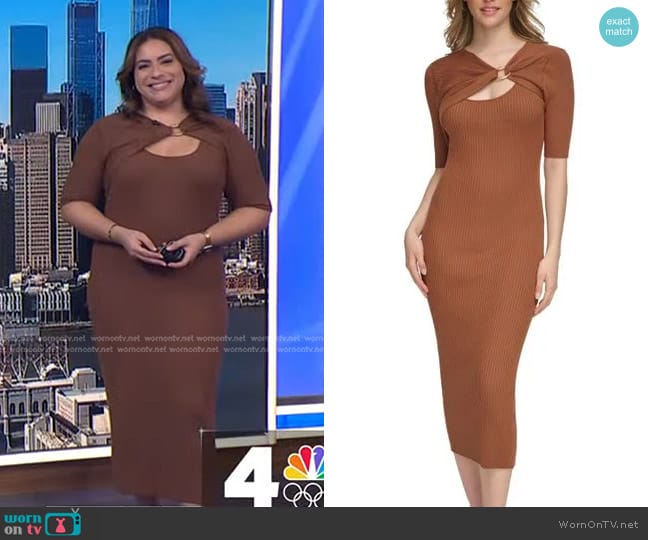 Calvin Klein Midi Sweater Dress worn by Violeta Yas on NBC News Daily