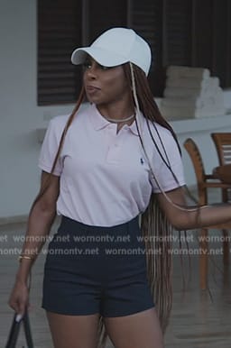 Candiace's pink polo shirt on The Real Housewives of Potomac