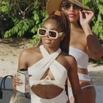 Candiace’s white one piece swimsuit on The Real Housewives of Potomac