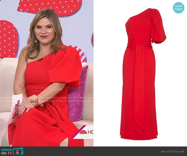 Cara Cara Lucia Dress in High Risk Red worn by Jenna Bush Hager on Today