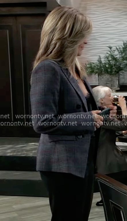 Carly's grey plaid blazer on General Hospital