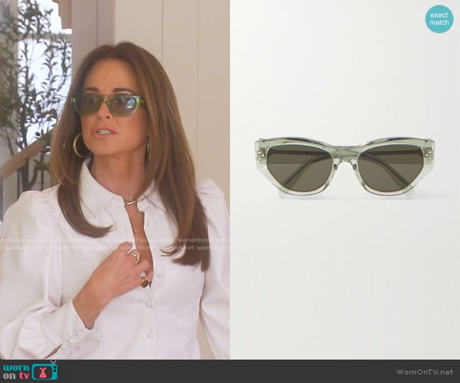 Celine Bold 3 Dots 54mm Cat Eye Sunglasses worn by Kyle Richards on The Real Housewives of Beverly Hills