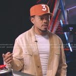 Chance the Rapper’s beige wrap denim jacket on The Voice