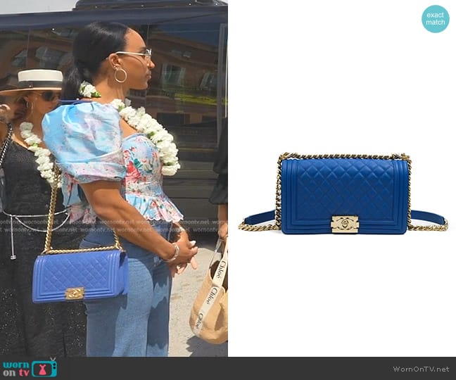 Chanel Caviar Quilted Medium Boy Flap Bag worn by Annemarie Wiley on The Real Housewives of Beverly Hills