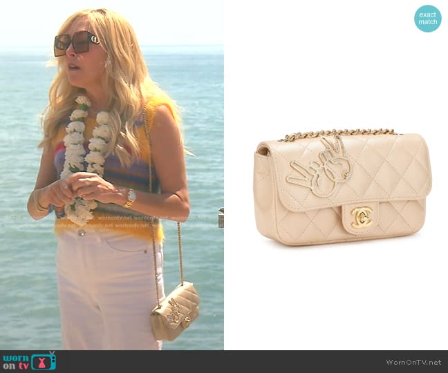 Chanel Quilted Lambskin and Strass V for Victory Mini Bag worn by Sutton Stracke on The Real Housewives of Beverly Hills