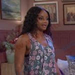 Chanel’s black floral tank and shorts on Days of our Lives