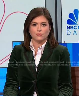 Chloe’s green velvet blgazer on NBC News Daily