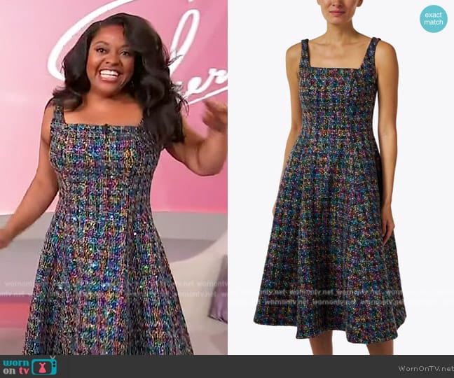 Chloe Kristyn Elle Multi Sequin Boucle Dress worn by Sherri Shepherd on Sherri