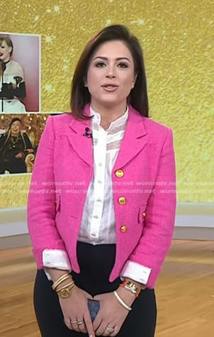 Chloe's pink textured blazer on Today