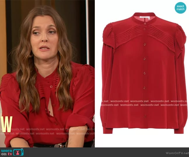 Chloe Silk shirt worn by Drew Barrymore on The Drew Barrymore Show