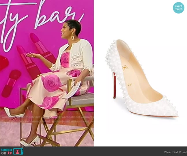 Christian Louboutin Follies Spikes Patent Leather Pumps worn by Tamron Hall on Tamron Hall Show