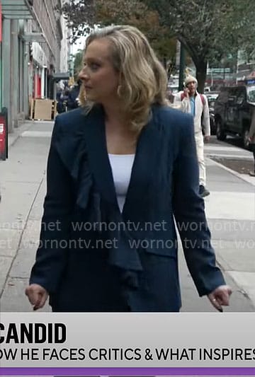 Christina Ruffini's blue ruffled blazer on CBS Mornings