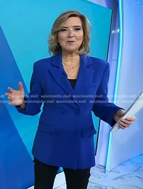 Christine Roman's blue double breasted blazer on Today