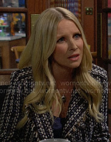 Christine's striped tweed jacket on The Young and the Restless