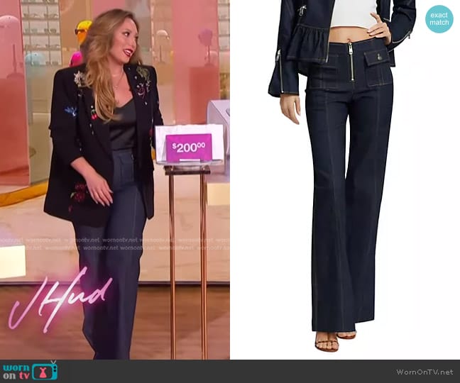 Cinq a Sept Azure High-Rise Wide-Leg Jeans worn by Cheryl Burke on The Jennifer Hudson Show