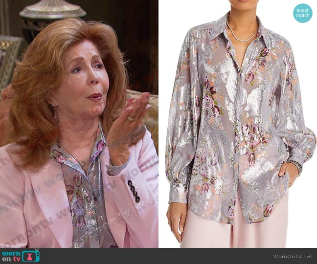 Cinq a Sept Claudette Floral Kandice Top worn by Maggie Horton (Suzanne Rogers) on Days of our Lives