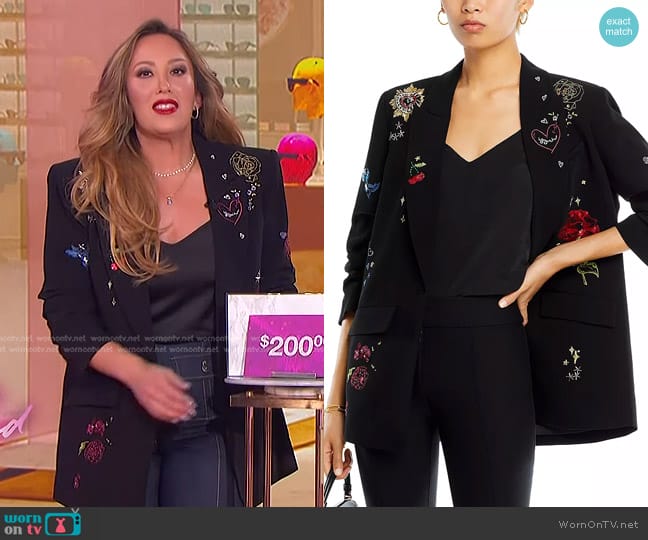 Cinq a Sept Kelsa Daydream Doodles Embroidery Blazer worn by Cheryl Burke on The Jennifer Hudson Show