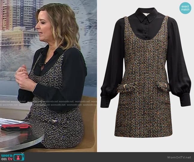 Cinq a Sept Florianna Confetti Tweed Mini Dress worn by Christine Roman on Today